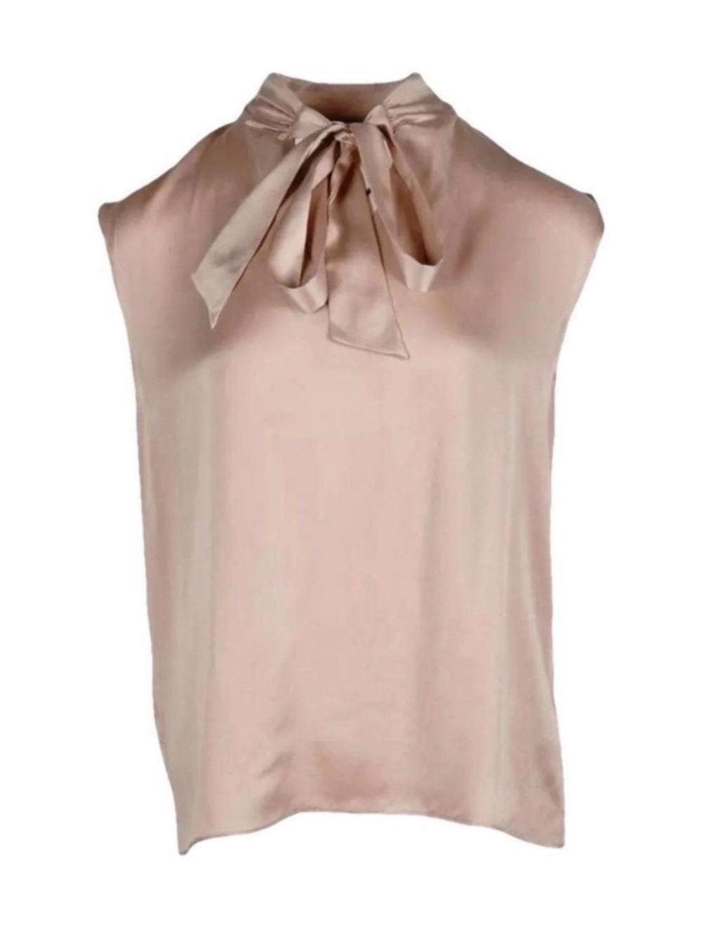 Sandro Sleeveless Bow Tie Neck Satin Blouse - Blush